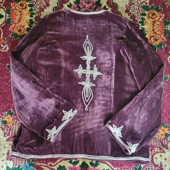 SOLD Chasing Unicorns Little Wing Embroidered Silk Velvet Jacket S Purple Spell - Picture 3 of 9